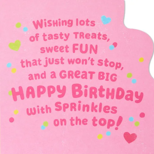 Vista 3 de Tarjeta de cumpleaños Hallmark para niñas (con pegatinas de cupcakes y dulces)