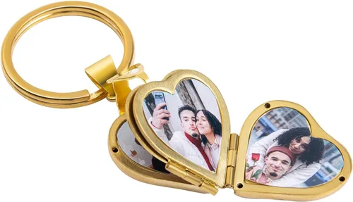 Vista 2 de Llavero personalizado con foto, llavero personalizado con medallón de imagen, llavero de regalo para novio y novia