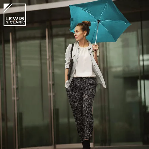 Vista 4 de Lewis N. Clark Portable Mini Travel Umbrella, Windproof & Water Repellent Fabric, 1 Year Warranty