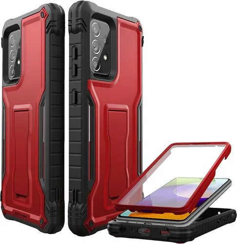 Vista 8 de ExoGuard Funda para Samsung Galaxy A52, funda de goma a prueba de golpes de cuerpo completo, protector de pantalla integrado y soporte compatible