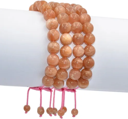 Vista 3 de AD Beads - Pulseras de gemas naturales de 0.39pulgadas, cristales de sanación, macramé ajustable de 7 a 9pulgadas