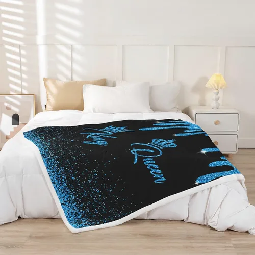 Vista 2 de Manta de vellón rayo King y Queen, manta de cama de estilo moderno para adultos y adolescentes, decoración de sala de arte fluida de lentejuelas