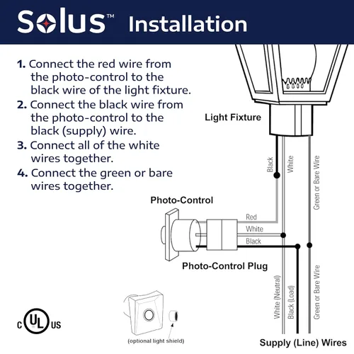 Vista 5 de Solus Sensor de atardecer a amanecer con enchufe de cambio Ezee - Sensor de fotocélula exterior para postes de lámpara de 3 pulgadas