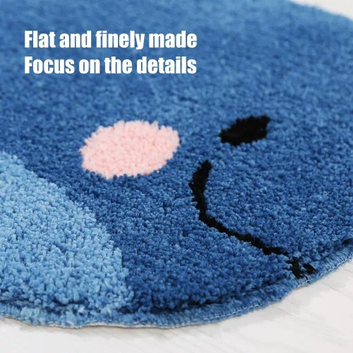Vista 3 de IcosaMro Alfombra de baño azul con diseño de ballena, bonita alfombra antideslizante, lavable, de microfibra, absorbente de agua, alfombra de piso