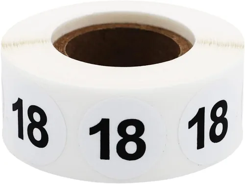 Vista 21 de Pegatinas blancas con número 0 de puntos circulares negros, 3/4 pulgadas redondas, 500 etiquetas en un rollo