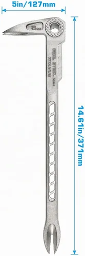 Vista 5 de REAL STEEL 12" Extractor de uñas de titanio de doble extremo con huella de gato, palanca de construcción 0694