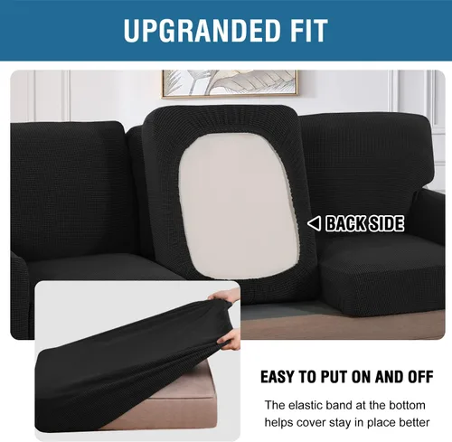 Vista 5 de H.VERSAILTEX Fundas elásticas para sillas de varias piezas, fundas para cojines ajustables para asiento y respaldo