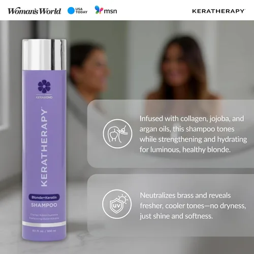 Vista 6 de KERATHERAPY Champú tonificante violeta totalmente rubio con infusión de queratina, 10.1 onzas líquidas, 10.1 fl oz, champú violeta para cabello