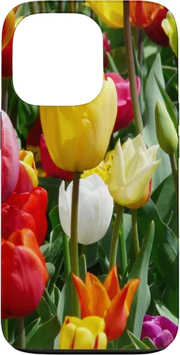 Vista 10 de Funda botánica para iPhone 17 con flores coloridas y tulipanes para amantes de las plantas