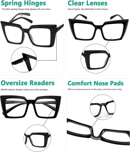 Vista 5 de Eyekepper Gafas de lectura de gran tamaño para mujeres lectoras de moda