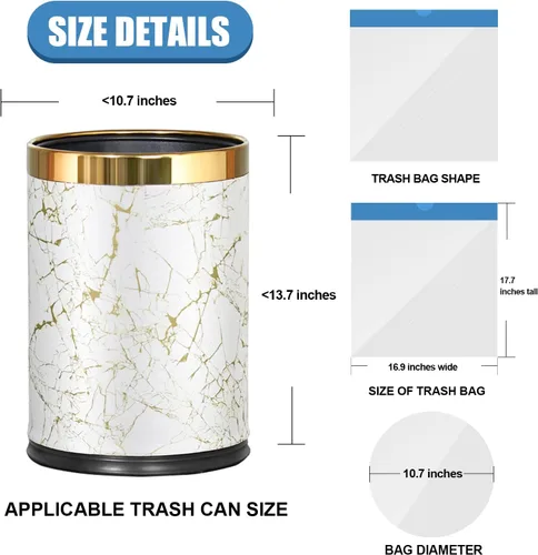 Vista 3 de FORID Mini Bolsas de Basura con Cordón - Bolsas de Basura Pequeñas de 2 Galones para Baño, Bolsas de Basura de Plástico Blanco, Forros para Bote