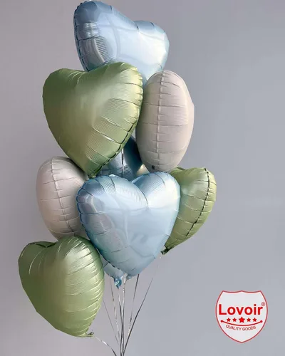Vista 5 de Lovoir 10 globos de aluminio con forma de corazón azul bebé de 18 pulgadas, globos de amor para el día de San Valentín, cumpleaños, fiestas, bodas