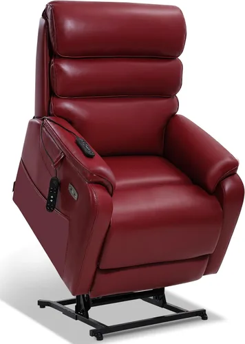Vista 15 de EONIX Silla Reclinable Eléctrica de Doble Motor Completamente Reclinable para Ancianos, Sillas Elevadoras Eléctricas de Cuero Sintético para Negro