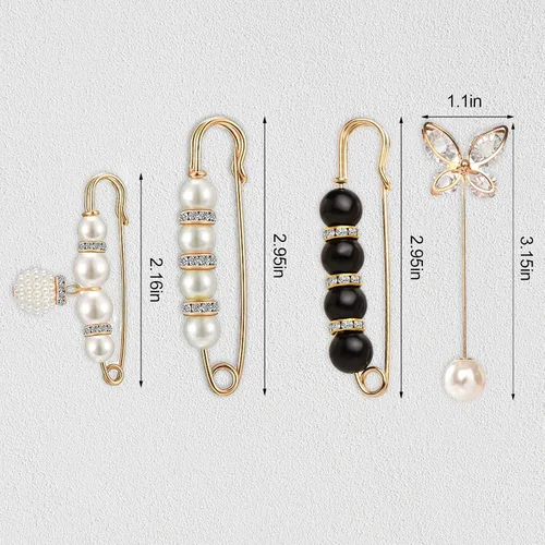 Vista 2 de 4 broches de perlas, alfileres de seguridad para mujeres y niñas, pantalones de vestir, falda, cuello de cárdigan, broches de diamantes de imitación