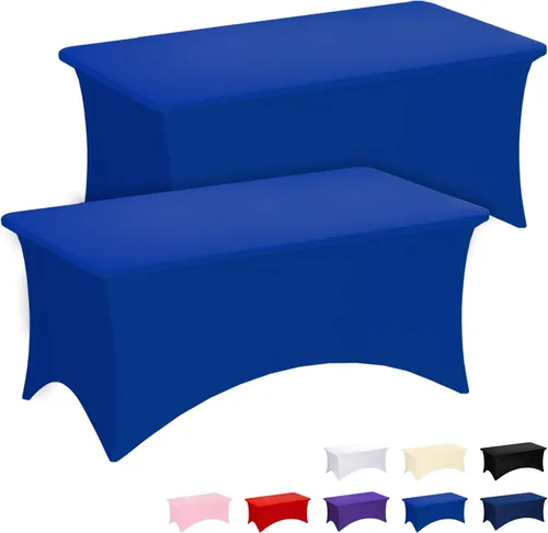 Vista 32 de Fixwal Paquete de 6 Manteles de Mesa Rectangulares, Cubierta de Mesa de 6 Pies, Mantel Blanco Rectangular Ajustado Elástico Rectangular, Cubierta