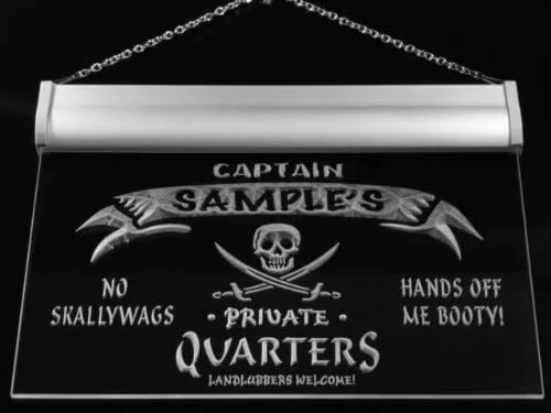 Vista 3 de ADVPRO pw508-b Señal de neón de la cerveza de la barra del cráneo del capitán privado de Morgan's Captain Private Quarters