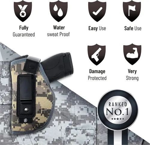 Vista 8 de IWB Gun Holster by PH - Concealed Carry Soft Material - Soft Interior - Fits M&P Shield 9mm.40.45 Auto/Glock 27 29 30 33 42 43 / Ruger LC9, LC380