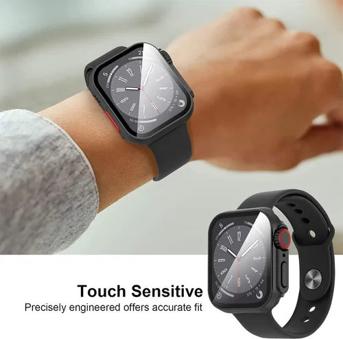 Vista 3 de Suoman para Apple Watch Protector de Pantalla de Vidrio Templado de 40 mm, [Aspecto Ultra] Funda Protectora Dura de PC para Todo el Contorno