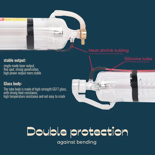 Vista 5 de Doppy Longitud del tubo láser de CO2 80W 49.213 in con cabeza de metal (pico 100 W) con recubrimiento para cortador láser máquina de corte