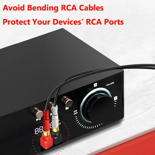 Vista 7 de Conectores RCA macho a hembra en ángulo recto, paquete de 12 adaptadores RCA M/F de 90 grados, codo chapado en oro (6 negros + 6 rojos)