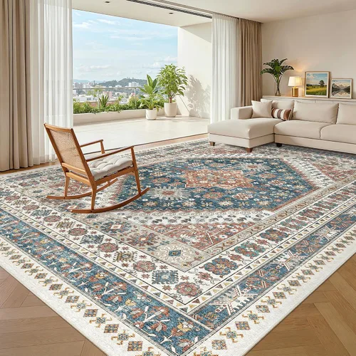 Vista 185 de Madane Alfombra lavable de 2 x 3 pies, alfombra de entrada pequeña, antideslizante, vintage, para entrada interior, alfombra de pelo bajo