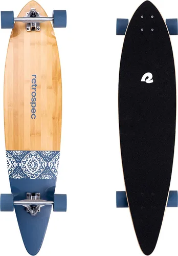 Vista 14 de Retrospec Zed Pintail & Cruiser Longboard Patineta para Adultos - Tabla de 112 cm de bambú y arce canadiense con rodamientos ABEC-7, ruedas