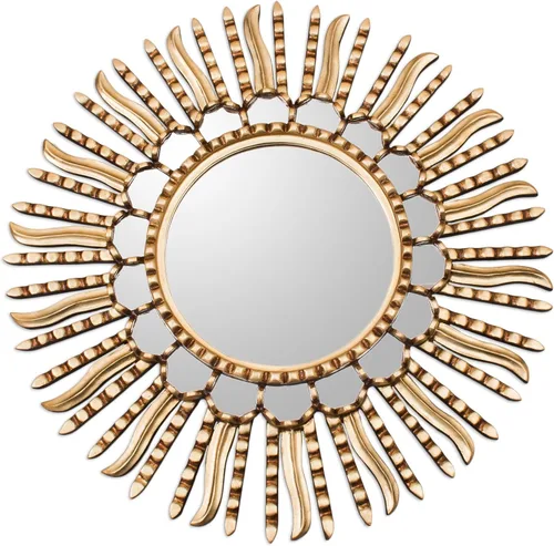 Vista 7 de NOVICA Mohena - Espejo de pared de madera y hoja de bronce, girasol, tono dorado, mediano