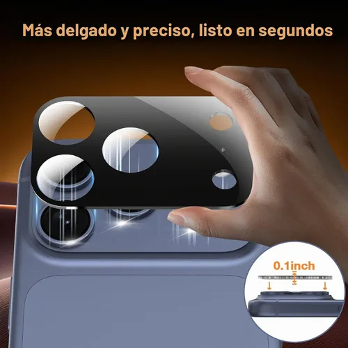Vista 6 de YWXTW Protector de lente de cámara para iPhone 17 Pro, cobertura completa, protector de pantalla de lente de vidrio templado para iPhone 17 Pro