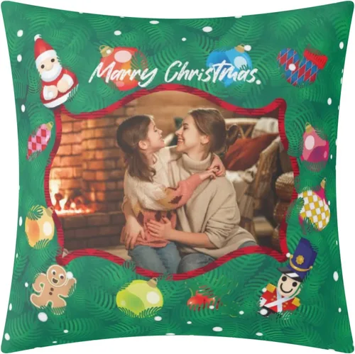 Vista 17 de POPCUSTOMS Funda de almohada personalizada con impresión de doble cara, funda de almohada con foto personalizada, decoración de Navidad, decoración