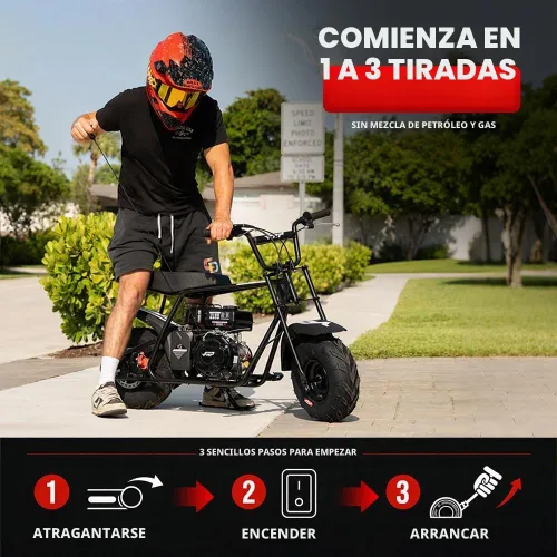 Vista 5 de FRP GMB100 Plus Gas Mini Bike 99cc 4 tiempos todoterreno Faro y polaina Negro