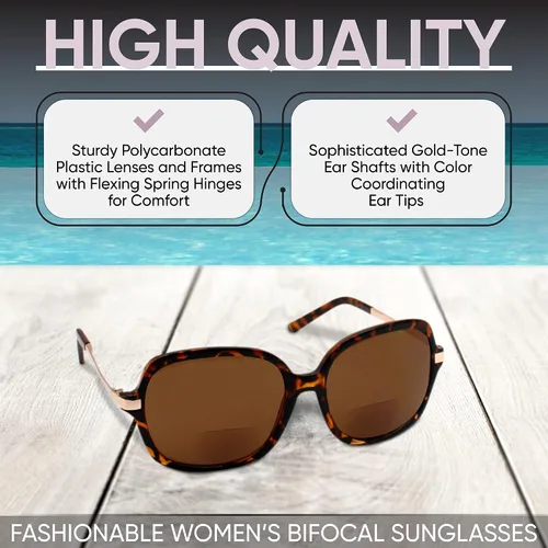 Vista 5 de Yogo Vision Bifocal Reading Sunglasses for Women UV400 Sun Protection Outdoor Stylish Square Frame Reader Eyewear