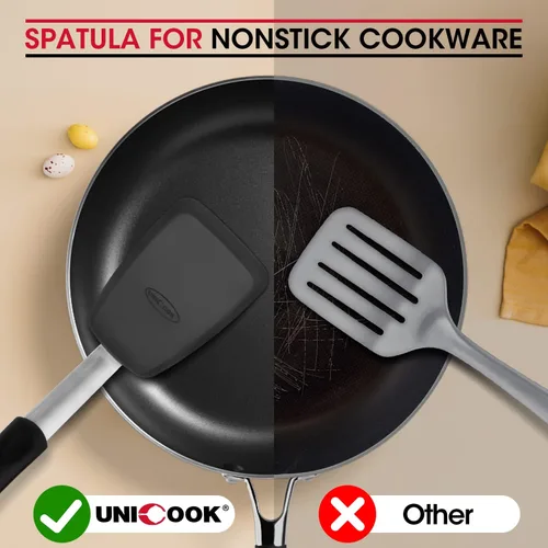 Vista 5 de Unicook Espátula de silicona flexible, volteador, 600 F, resistente al calor, ideal para voltear huevos, hamburguesas, crepes y más, pequeña