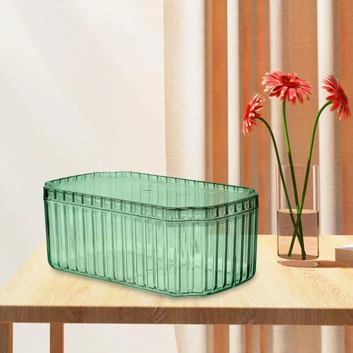 Vista 2 de MagiDeal Joyero transparente para mujer, caja de joyería de lujo, organizador de joyas para dormitorio, fiesta, aniversario, decoración del hogar