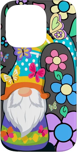 Vista 17 de Floral Daisy Flower Pattern with Butterflies Funny Gnome Case for iPhone 17