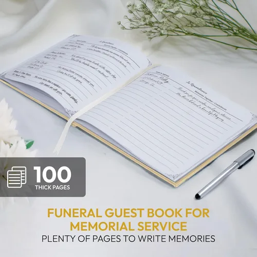 Vista 3 de Libro de invitados Only Zest Celebración de la Vida – Libro de invitados funerario para servicio conmemorativo Letrero de registro en memoria