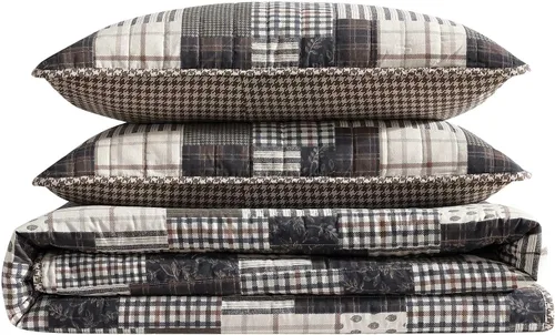 Vista 9 de Eddie Bauer - Juego de edredón twin, ropa de cama de algodón naturalmente suave con una sensación ligera para comodidad durante todo el año Marrón