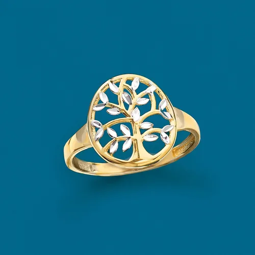 Vista 4 de Ross-Simons 14kt 2-Tone Gold Cut-Out Tree Of Life Ring
