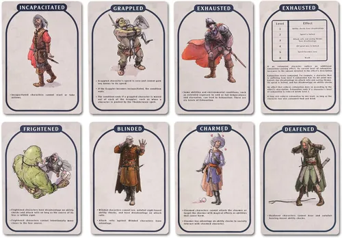 Vista 4 de Tarjetas de condición para la quinta edición Compatible con Calabozos y Dragones (D&D) para uso por accesorios Dungeon Master Regalos DND