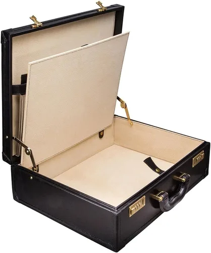 Vista 5 de Maxwell Scott Mens Quality Leather Large Attaché Briefcase The Buroni Handmade In Italy Night Black