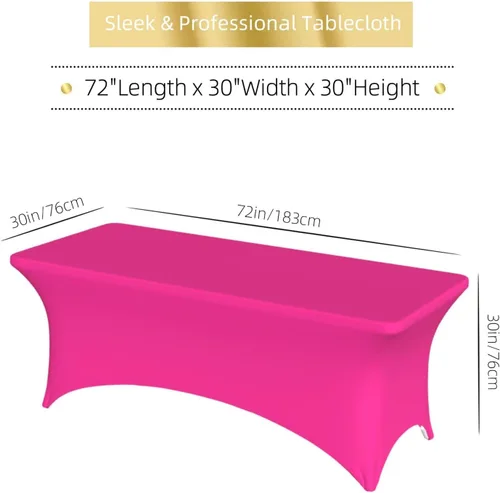 Vista 2 de Mantel de elastano personalizado de 4 pies personalizado con logotipo, imagen de texto, foto, mantel rectangular ajustable para eventos, fundas