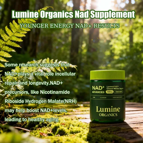 Vista 2 de 1PCSLumine Organics NAD+ Suplemento para apoyo al metabolismo energético, cápsulas liposomales que contienen resveratrol, nicotinamida ribosideana