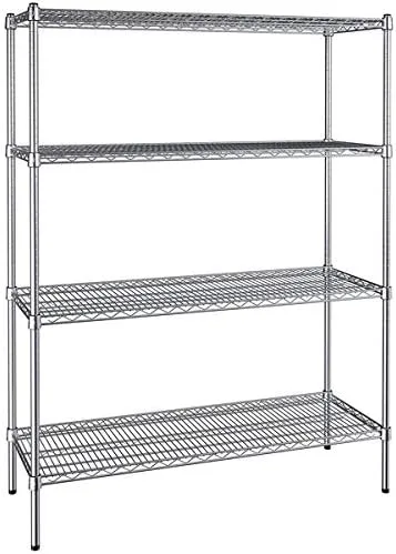 Vista 45 de Kit de 4 estantes de epoxi verde NSF de 21 x 72 pulgadas con postes de 86 pulgadas, estantería de almacenamiento resistente, kit de estantería