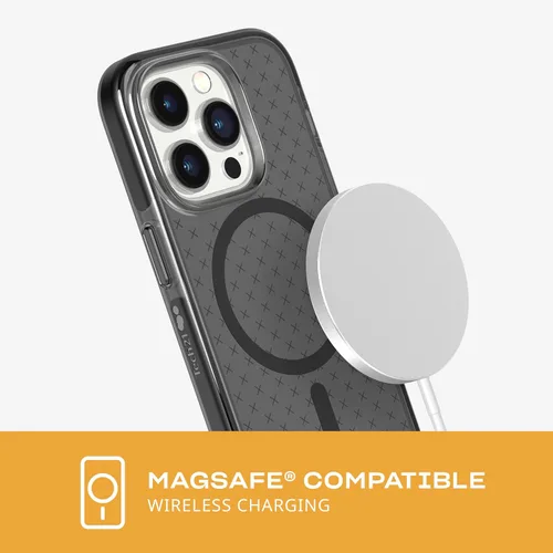 Vista 3 de tech21 iPhone 14 Pro Evo Check compatible con MagSafe® - Funda protectora de teléfono delgada y absorbente de golpes con protección FlexShock Negro