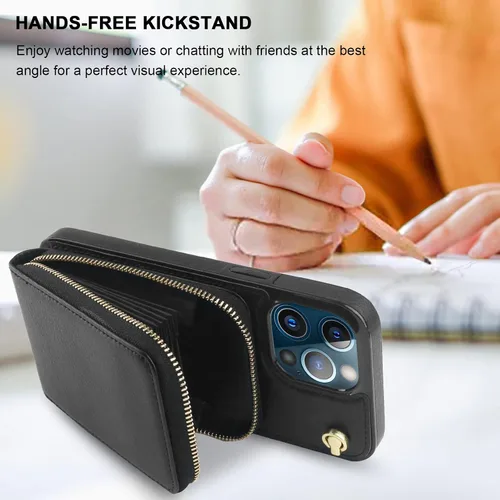 Vista 5 de KIHUWEY Funda tipo cartera tipo bandolera para iPhone 13 Pro Max