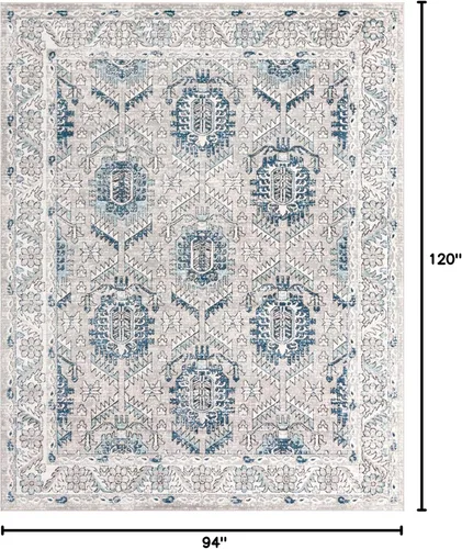 Vista 2 de Unique Loom Nyla Collection - Alfombra de área de princesa (7 pies 10 pulgadas x 10 pies, rectangular, gris/marfil)