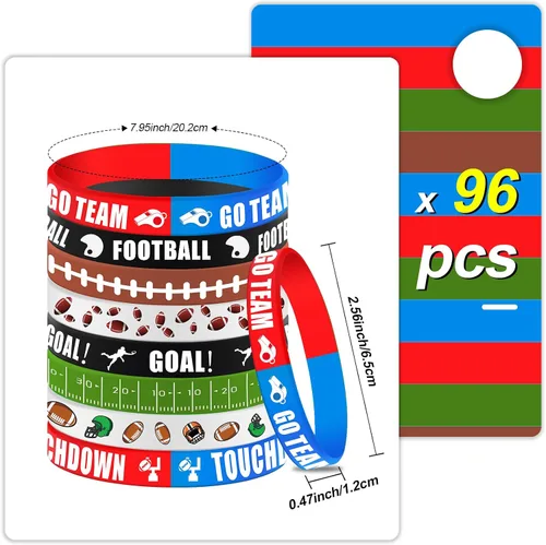 Vista 2 de Karenhi 96 pulseras de silicona para fiestas de fútbol, pulseras de goma a granel, accesorios de fútbol para decoración de fiesta de cumpleaños