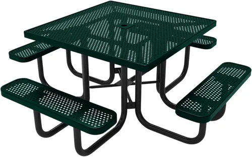 Vista 64 de COATEDOUTDOORFURNITURE Mesa de picnic cuadrada de 46 pulgadas, expandida, color negro