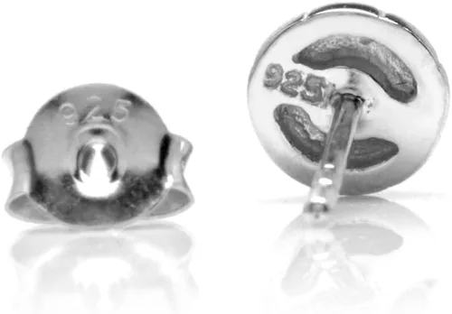 Vista 3 de Silvershake Pendientes de tuerca de plata de ley 925 con forma redonda natural extra pequeña de 0.118 in, Plata de ley, Piedra de luna