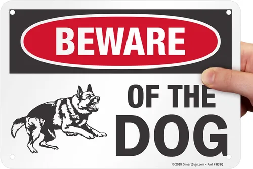 Vista 8 de SmartSign Letrero de metal con gráfico "Beware of The Dog" de 7 x 10 pulgadas, aluminio laminado a prueba de óxido, rojo, negro y blanco, fabricado