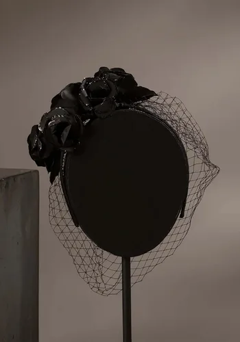Vista 4 de Bethany Lowe Diadema de rosa con ojo, Negro, Estándar